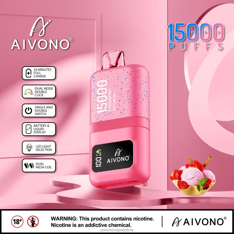Aivono Vape Review - Aivono AIM magic 15 000 zemeņu saldējums 4V8XV66